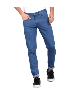 Men Slim Mid Rise Blue Jeans